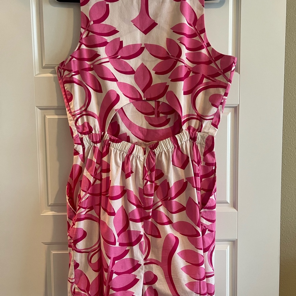 Anthro: Porridge Pink Flower Cut Out Back Short Romper Size 8 - Picture 4 of 6